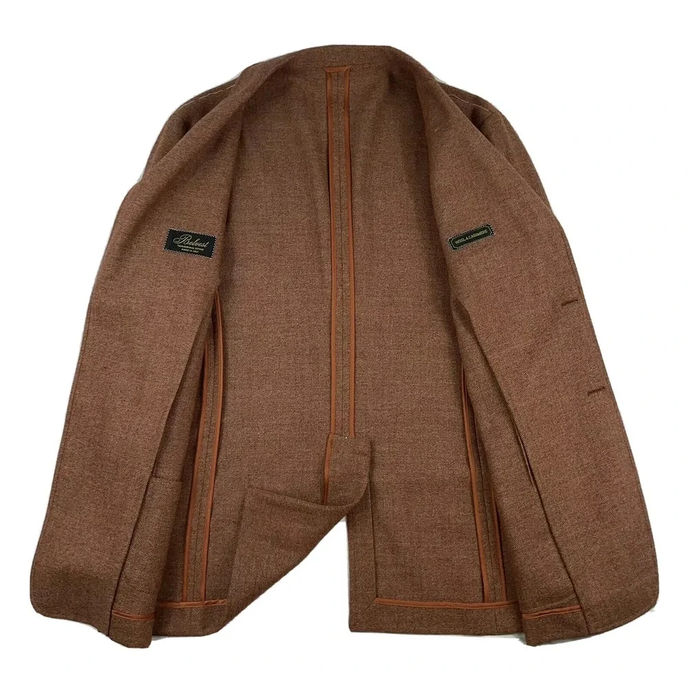 Belvest‎ Orange Herringbone Wool Cashmere Orange Mens Blazer Size 40R NWT